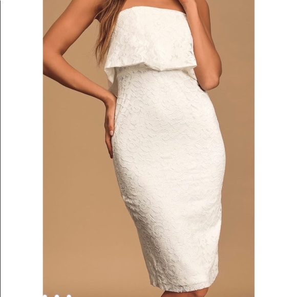 NWT Lulus White Lace Midi Dress 🤍 - Picture 2 of 6
